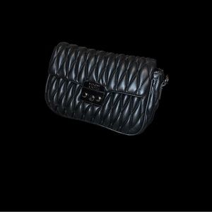 Badgley Mischka Black Mini Quilted Messenger Crossbody Bag